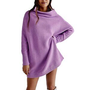 Free People Ottoman Slouchy Tunic Sweater Glowing Grape Oversized Size S - NWOT